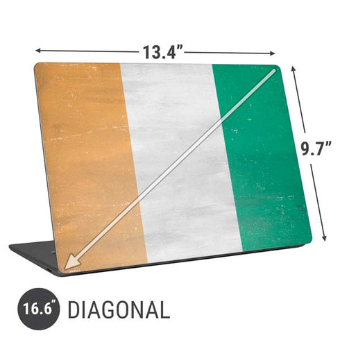 Ivory Coast Flag Distressed Universal Laptop 16.6in (13.4 x 9.7in) Skin